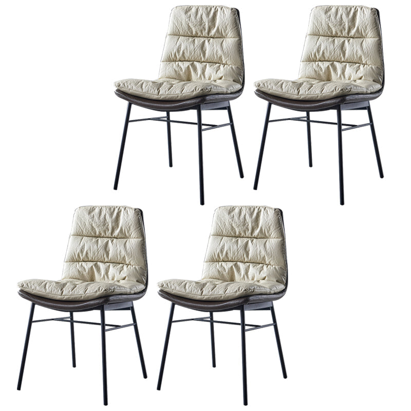 Modern Design Leather Dining Side Chair Upholstered Solid Back Armless Chairs White 4 Piece Set Clearhalo ' kitchen&dining_furn' 'Dining Chairs' 'Dining Tables & Seating' 'dining_chair' 'furn' 'furn_dining_chair' 'Furniture' 'furniture_dining_chair' 'Kitchen & Dining Furniture' 'kitchen' 4206244