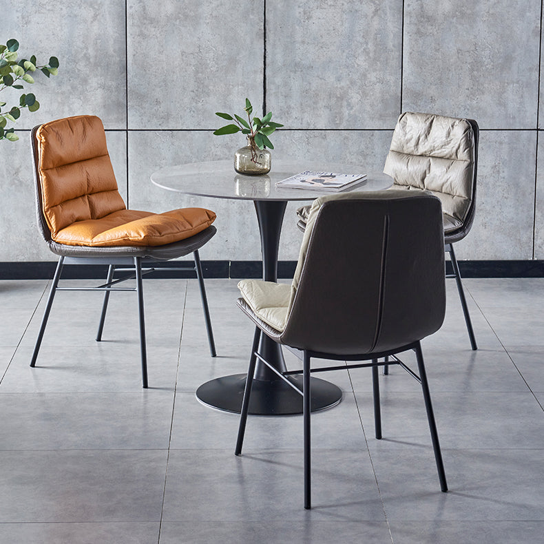 Modern Design Leather Dining Side Chair Upholstered Solid Back Armless Chairs Clearhalo ' kitchen&dining_furn' 'Dining Chairs' 'Dining Tables & Seating' 'dining_chair' 'furn' 'furn_dining_chair' 'Furniture' 'furniture_dining_chair' 'Kitchen & Dining Furniture' 'kitchen' 4206251