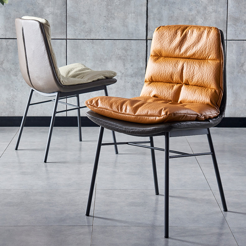 Modern Design Leather Dining Side Chair Upholstered Solid Back Armless Chairs Clearhalo ' kitchen&dining_furn' 'Dining Chairs' 'Dining Tables & Seating' 'dining_chair' 'furn' 'furn_dining_chair' 'Furniture' 'furniture_dining_chair' 'Kitchen & Dining Furniture' 'kitchen' 4206252