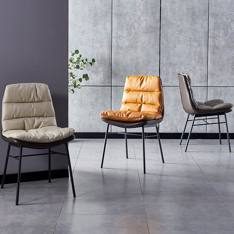 Modern Design Leather Dining Side Chair Upholstered Solid Back Armless Chairs Clearhalo ' kitchen&dining_furn' 'Dining Chairs' 'Dining Tables & Seating' 'dining_chair' 'furn' 'furn_dining_chair' 'Furniture' 'furniture_dining_chair' 'Kitchen & Dining Furniture' 'kitchen' 4206253