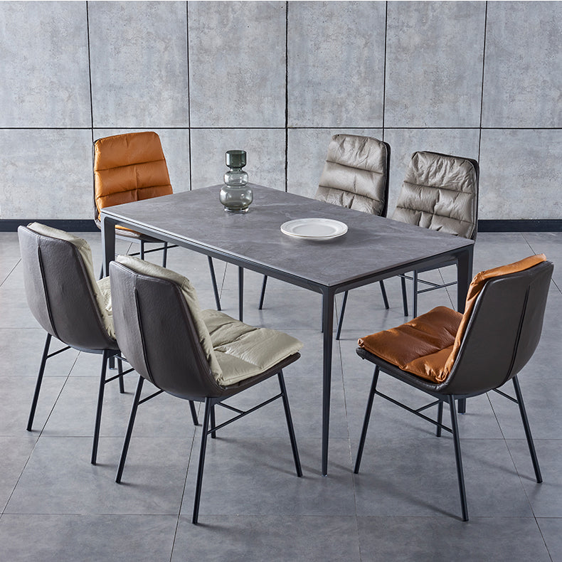 Modern Design Leather Dining Side Chair Upholstered Solid Back Armless Chairs Clearhalo ' kitchen&dining_furn' 'Dining Chairs' 'Dining Tables & Seating' 'dining_chair' 'furn' 'furn_dining_chair' 'Furniture' 'furniture_dining_chair' 'Kitchen & Dining Furniture' 'kitchen' 4206254