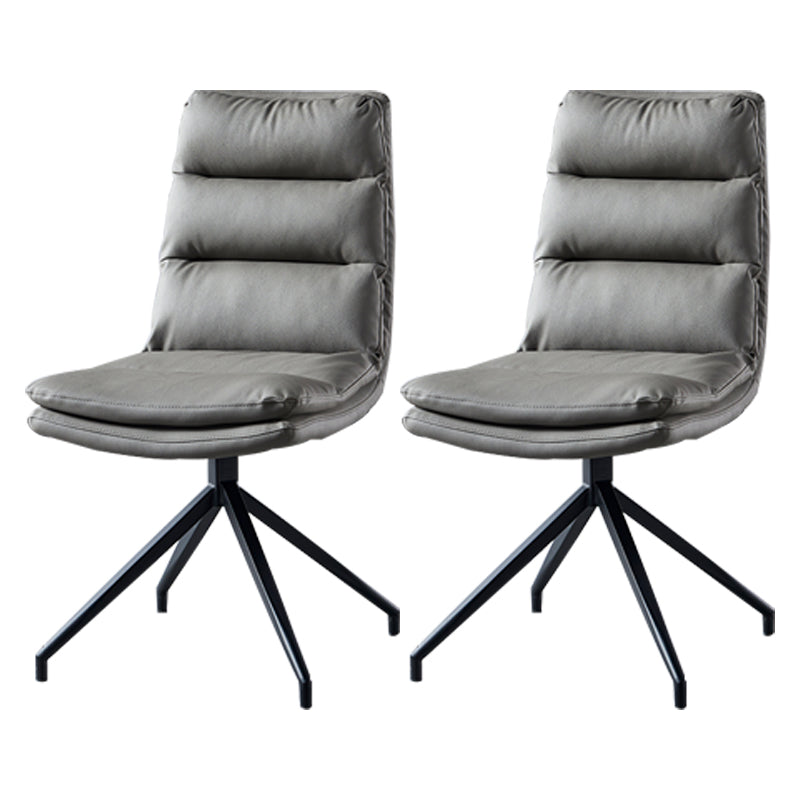 Contemporary Style Leather Dining Side Chairs Solid Back Chair for Kitchen Grey 2 Piece Set Clearhalo ' kitchen&dining_furn' 'Dining Chairs' 'Dining Tables & Seating' 'dining_chair' 'furn' 'furn_dining_chair' 'Furniture' 'furniture_dining_chair' 'Kitchen & Dining Furniture' 'kitchen' 4206259