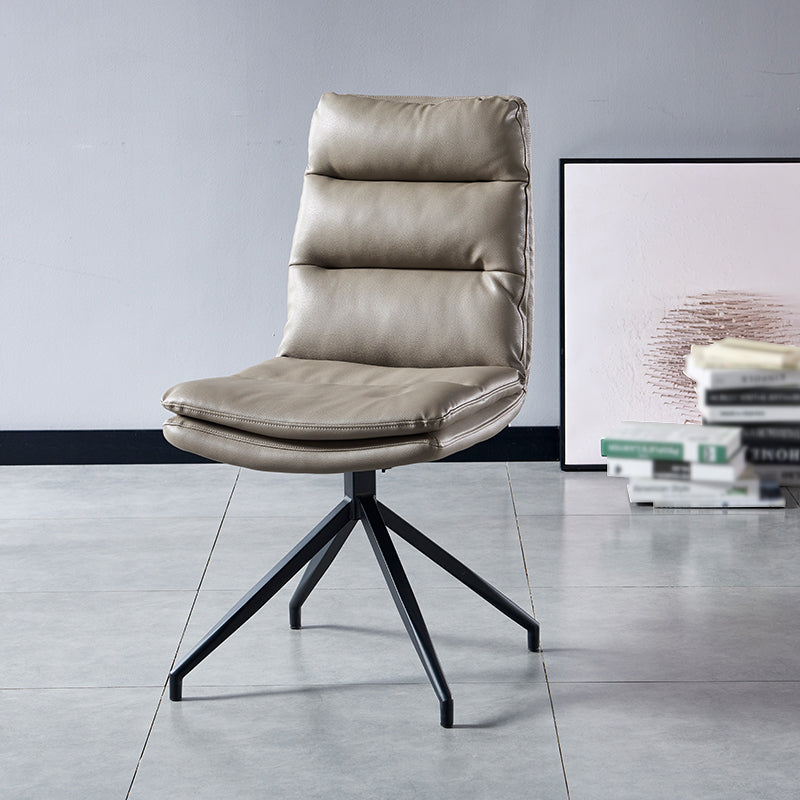 Contemporary Style Leather Dining Side Chairs Solid Back Chair for Kitchen Light Gray 1 Piece Clearhalo ' kitchen&dining_furn' 'Dining Chairs' 'Dining Tables & Seating' 'dining_chair' 'furn' 'furn_dining_chair' 'Furniture' 'furniture_dining_chair' 'Kitchen & Dining Furniture' 'kitchen' 4206264