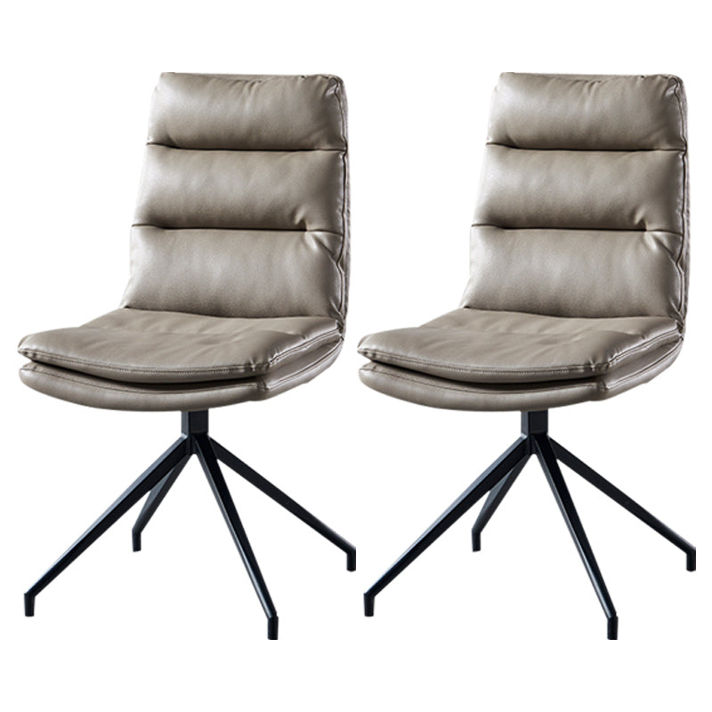 Contemporary Style Leather Dining Side Chairs Solid Back Chair for Kitchen Light Gray 2 Piece Set Clearhalo ' kitchen&dining_furn' 'Dining Chairs' 'Dining Tables & Seating' 'dining_chair' 'furn' 'furn_dining_chair' 'Furniture' 'furniture_dining_chair' 'Kitchen & Dining Furniture' 'kitchen' 4206265