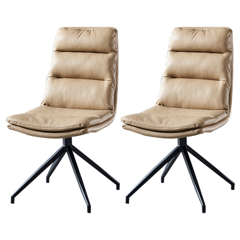 Contemporary Style Leather Dining Side Chairs Solid Back Chair for Kitchen Khaki 2 Piece Set Clearhalo ' kitchen&dining_furn' 'Dining Chairs' 'Dining Tables & Seating' 'dining_chair' 'furn' 'furn_dining_chair' 'Furniture' 'furniture_dining_chair' 'Kitchen & Dining Furniture' 'kitchen' 4206272