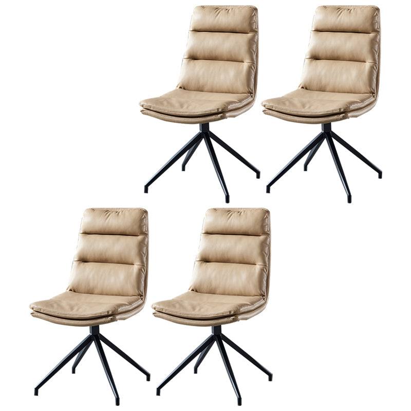 Contemporary Style Leather Dining Side Chairs Solid Back Chair for Kitchen Khaki 4 Piece Set Clearhalo ' kitchen&dining_furn' 'Dining Chairs' 'Dining Tables & Seating' 'dining_chair' 'furn' 'furn_dining_chair' 'Furniture' 'furniture_dining_chair' 'Kitchen & Dining Furniture' 'kitchen' 4206273