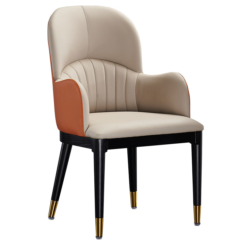 Contemporary Design Leather Dining Side Chair Solid Back Arm Chair for Home Use Gray-White 1 Piece Clearhalo ' kitchen&dining_furn' 'Dining Chairs' 'Dining Tables & Seating' 'dining_chair' 'furn' 'furn_dining_chair' 'Furniture' 'furniture_dining_chair' 'Kitchen & Dining Furniture' 'kitchen' 4206305