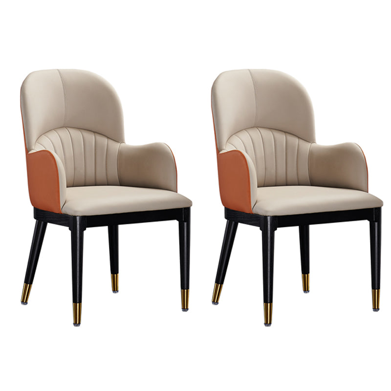 Contemporary Design Leather Dining Side Chair Solid Back Arm Chair for Home Use Gray-White 2 Piece Set Clearhalo ' kitchen&dining_furn' 'Dining Chairs' 'Dining Tables & Seating' 'dining_chair' 'furn' 'furn_dining_chair' 'Furniture' 'furniture_dining_chair' 'Kitchen & Dining Furniture' 'kitchen' 4206307