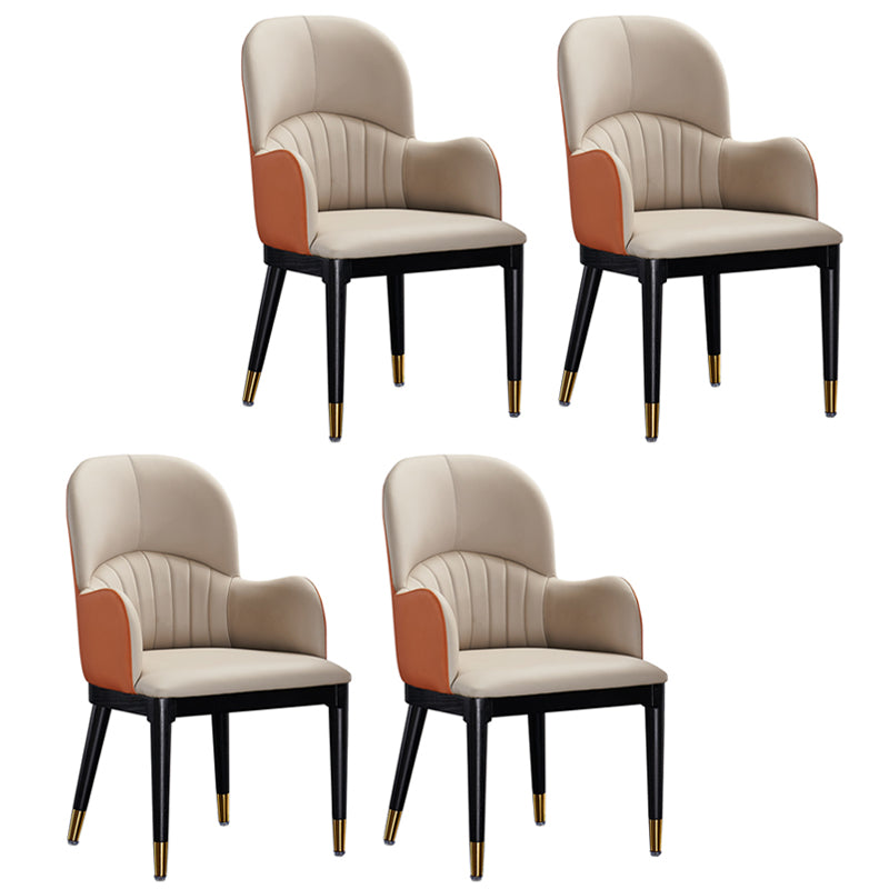 Contemporary Design Leather Dining Side Chair Solid Back Arm Chair for Home Use Gray-White 4 Piece Set Clearhalo ' kitchen&dining_furn' 'Dining Chairs' 'Dining Tables & Seating' 'dining_chair' 'furn' 'furn_dining_chair' 'Furniture' 'furniture_dining_chair' 'Kitchen & Dining Furniture' 'kitchen' 4206309