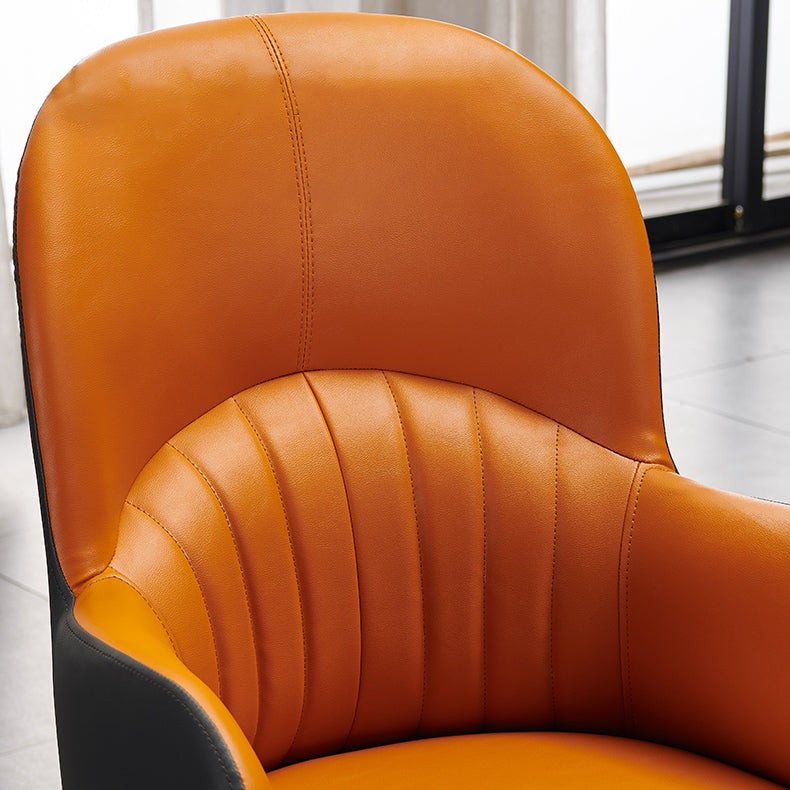 Contemporary Design Leather Dining Side Chair Solid Back Arm Chair for Home Use Clearhalo ' kitchen&dining_furn' 'Dining Chairs' 'Dining Tables & Seating' 'dining_chair' 'furn' 'furn_dining_chair' 'Furniture' 'furniture_dining_chair' 'Kitchen & Dining Furniture' 'kitchen' 4206313