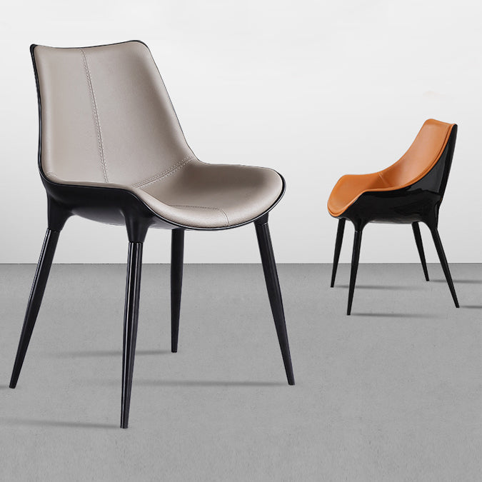 Contemporary Design Leather Dining Side Chair Arm Solid Back Chair for Kitchen Clearhalo ' kitchen&dining_furn' 'Dining Chairs' 'Dining Tables & Seating' 'dining_chair' 'furn' 'furn_dining_chair' 'Furniture' 'furniture_dining_chair' 'Kitchen & Dining Furniture' 'kitchen' 4206315