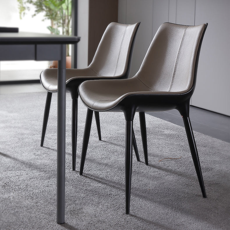 Contemporary Design Leather Dining Side Chair Arm Solid Back Chair for Kitchen Clearhalo ' kitchen&dining_furn' 'Dining Chairs' 'Dining Tables & Seating' 'dining_chair' 'furn' 'furn_dining_chair' 'Furniture' 'furniture_dining_chair' 'Kitchen & Dining Furniture' 'kitchen' 4206318