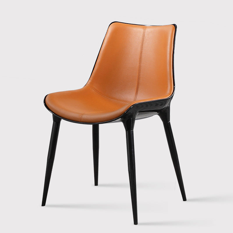 Contemporary Design Leather Dining Side Chair Arm Solid Back Chair for Kitchen Clearhalo ' kitchen&dining_furn' 'Dining Chairs' 'Dining Tables & Seating' 'dining_chair' 'furn' 'furn_dining_chair' 'Furniture' 'furniture_dining_chair' 'Kitchen & Dining Furniture' 'kitchen' 4206327