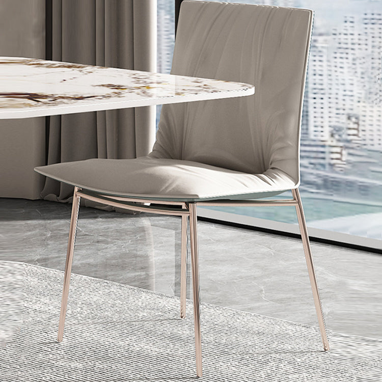 Modern Leather Dining Side Chair Luxury Solid Back Armless Chair for Kitchen Clearhalo ' kitchen&dining_furn' 'Dining Chairs' 'Dining Tables & Seating' 'dining_chair' 'furn' 'furn_dining_chair' 'Furniture' 'furniture_dining_chair' 'Kitchen & Dining Furniture' 'kitchen' 4206329