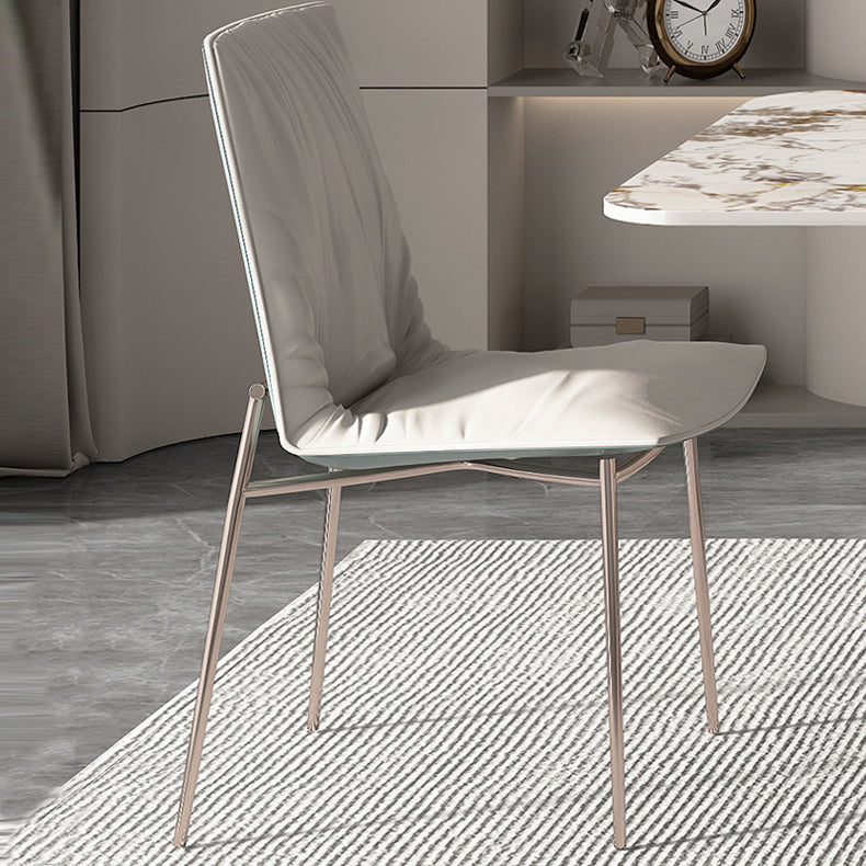 Modern Leather Dining Side Chair Luxury Solid Back Armless Chair for Kitchen Clearhalo ' kitchen&dining_furn' 'Dining Chairs' 'Dining Tables & Seating' 'dining_chair' 'furn' 'furn_dining_chair' 'Furniture' 'furniture_dining_chair' 'Kitchen & Dining Furniture' 'kitchen' 4206334