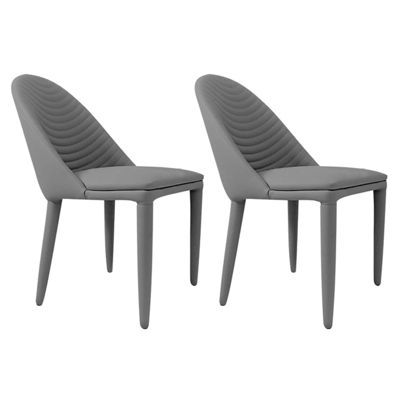 Modern PU Leather Dining Chair Armless Metal Dining Room Chairs for Home Use Dark Gray 2 Piece Set Clearhalo ' kitchen&dining_furn' 'Dining Chairs' 'Dining Tables & Seating' 'dining_chair' 'furn' 'furn_dining_chair' 'Furniture' 'furniture_dining_chair' 'Kitchen & Dining Furniture' 'kitchen' 4206341