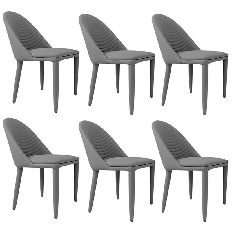 Modern PU Leather Dining Chair Armless Metal Dining Room Chairs for Home Use Dark Gray 6 Piece Set Clearhalo ' kitchen&dining_furn' 'Dining Chairs' 'Dining Tables & Seating' 'dining_chair' 'furn' 'furn_dining_chair' 'Furniture' 'furniture_dining_chair' 'Kitchen & Dining Furniture' 'kitchen' 4206345