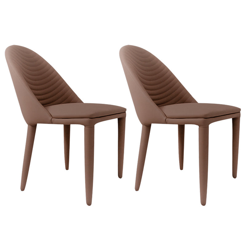 Modern PU Leather Dining Chair Armless Metal Dining Room Chairs for Home Use Dark Coffee 2 Piece Set Clearhalo ' kitchen&dining_furn' 'Dining Chairs' 'Dining Tables & Seating' 'dining_chair' 'furn' 'furn_dining_chair' 'Furniture' 'furniture_dining_chair' 'Kitchen & Dining Furniture' 'kitchen' 4206347