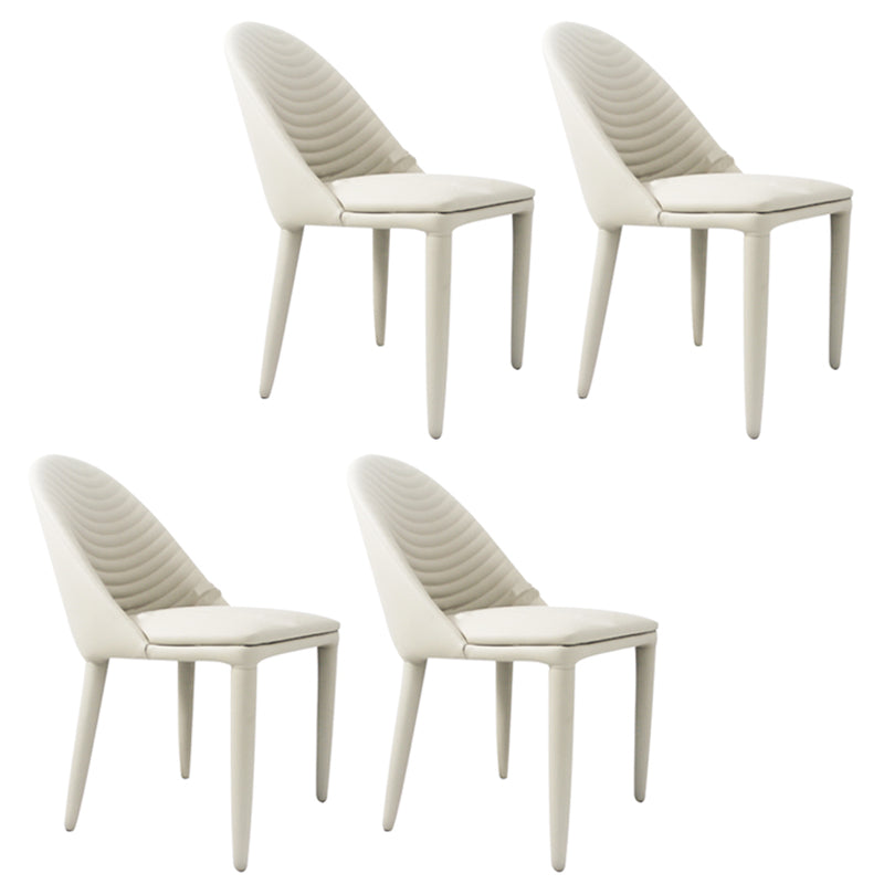 Modern PU Leather Dining Chair Armless Metal Dining Room Chairs for Home Use Off-White 4 Piece Set Clearhalo ' kitchen&dining_furn' 'Dining Chairs' 'Dining Tables & Seating' 'dining_chair' 'furn' 'furn_dining_chair' 'Furniture' 'furniture_dining_chair' 'Kitchen & Dining Furniture' 'kitchen' 4206354