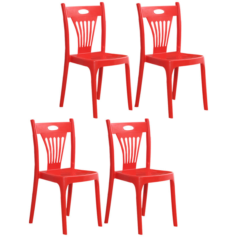 Modern Style Plastic Dining Chair Dining Stackable Armless Side Chair for Kitchen (Set of 4) Red Clearhalo ' kitchen&dining_furn' 'Dining Chairs' 'Dining Tables & Seating' 'dining_chair' 'furn' 'furn_dining_chair' 'Furniture' 'furniture_dining_chair' 'Kitchen & Dining Furniture' 'kitchen' 4206360