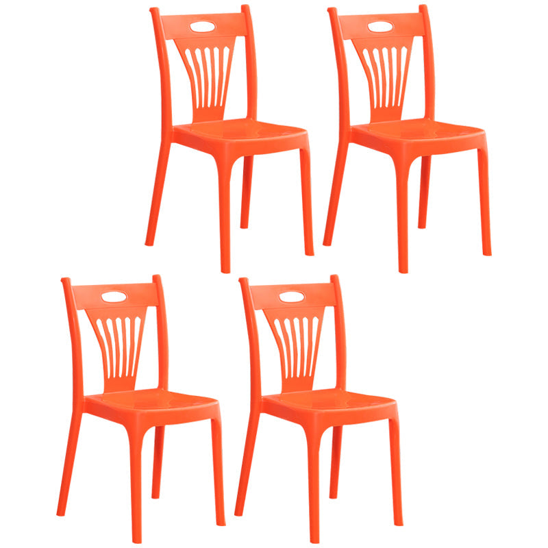 Modern Style Plastic Dining Chair Dining Stackable Armless Side Chair for Kitchen (Set of 4) Orange Clearhalo ' kitchen&dining_furn' 'Dining Chairs' 'Dining Tables & Seating' 'dining_chair' 'furn' 'furn_dining_chair' 'Furniture' 'furniture_dining_chair' 'Kitchen & Dining Furniture' 'kitchen' 4206367