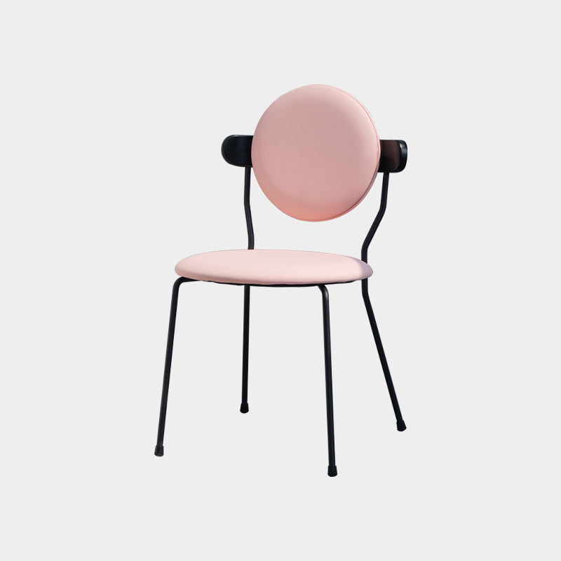 Contemporary Style Dining Chair Kitchen Armless Single Chair with Metal Legs Pink Clearhalo ' kitchen&dining_furn' 'Dining Chairs' 'Dining Tables & Seating' 'dining_chair' 'furn' 'furn_dining_chair' 'Furniture' 'furniture_dining_chair' 'Kitchen & Dining Furniture' 'kitchen' 4206378