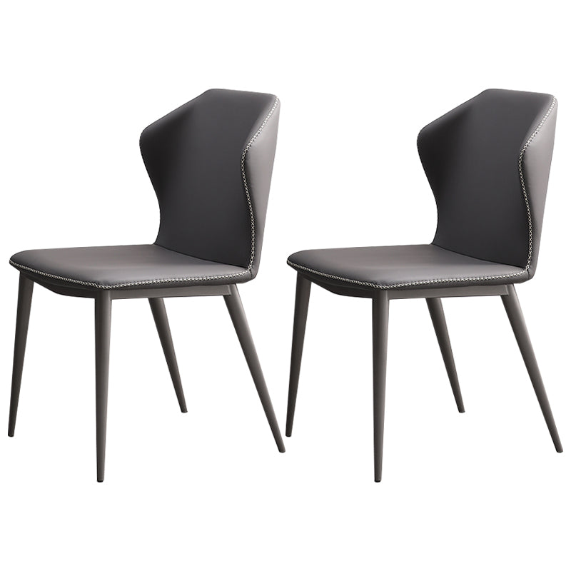 Contemporary Style Kitchen Metal Chair Wingback Dining Armless Side Chair (Set of 2) Dark Gray Clearhalo ' kitchen&dining_furn' 'Dining Chairs' 'Dining Tables & Seating' 'dining_chair' 'furn' 'furn_dining_chair' 'Furniture' 'furniture_dining_chair' 'Kitchen & Dining Furniture' 'kitchen' 4206397