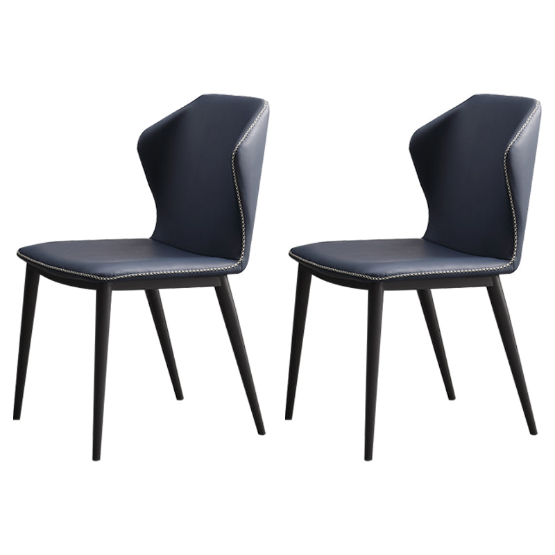 Contemporary Style Kitchen Metal Chair Wingback Dining Armless Side Chair (Set of 2) Dark Blue Clearhalo ' kitchen&dining_furn' 'Dining Chairs' 'Dining Tables & Seating' 'dining_chair' 'furn' 'furn_dining_chair' 'Furniture' 'furniture_dining_chair' 'Kitchen & Dining Furniture' 'kitchen' 4206400
