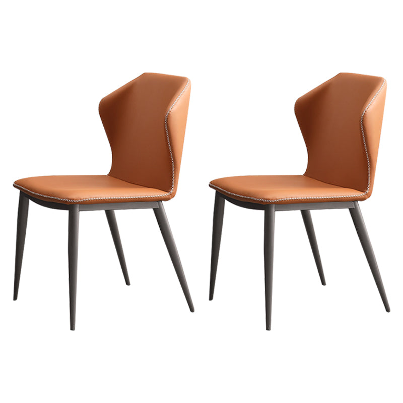 Contemporary Style Kitchen Metal Chair Wingback Dining Armless Side Chair (Set of 2) Orange-Red Clearhalo ' kitchen&dining_furn' 'Dining Chairs' 'Dining Tables & Seating' 'dining_chair' 'furn' 'furn_dining_chair' 'Furniture' 'furniture_dining_chair' 'Kitchen & Dining Furniture' 'kitchen' 4206402