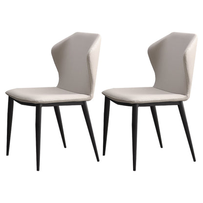 Contemporary Style Kitchen Metal Chair Wingback Dining Armless Side Chair (Set of 2) Off-White Clearhalo ' kitchen&dining_furn' 'Dining Chairs' 'Dining Tables & Seating' 'dining_chair' 'furn' 'furn_dining_chair' 'Furniture' 'furniture_dining_chair' 'Kitchen & Dining Furniture' 'kitchen' 4206404