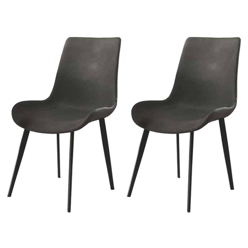 Industrial Metal Dining Room Chairs Armless PU Leather Dining Chairs for Home Use Grey 2 Piece Set Clearhalo ' kitchen&dining_furn' 'Dining Chairs' 'Dining Tables & Seating' 'dining_chair' 'furn' 'furn_dining_chair' 'Furniture' 'furniture_dining_chair' 'Kitchen & Dining Furniture' 'kitchen' 4206414