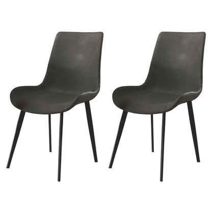 Industrial Metal Dining Room Chairs Armless PU Leather Dining Chairs for Home Use Grey 2 Piece Set Clearhalo ' kitchen&dining_furn' 'Dining Chairs' 'Dining Tables & Seating' 'dining_chair' 'furn' 'furn_dining_chair' 'Furniture' 'furniture_dining_chair' 'Kitchen & Dining Furniture' 'kitchen' 4206414
