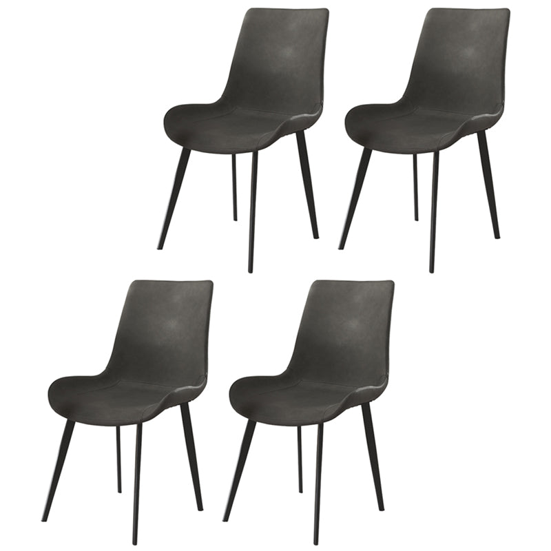 Industrial Metal Dining Room Chairs Armless PU Leather Dining Chairs for Home Use Grey 4 Piece Set Clearhalo ' kitchen&dining_furn' 'Dining Chairs' 'Dining Tables & Seating' 'dining_chair' 'furn' 'furn_dining_chair' 'Furniture' 'furniture_dining_chair' 'Kitchen & Dining Furniture' 'kitchen' 4206416