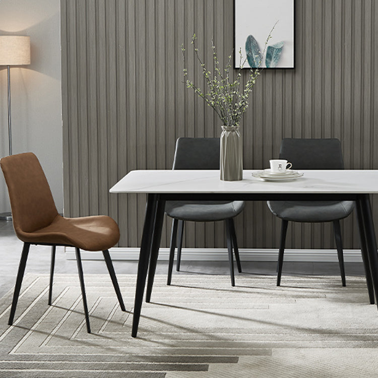 Industrial Metal Dining Room Chairs Armless PU Leather Dining Chairs for Home Use Clearhalo ' kitchen&dining_furn' 'Dining Chairs' 'Dining Tables & Seating' 'dining_chair' 'furn' 'furn_dining_chair' 'Furniture' 'furniture_dining_chair' 'Kitchen & Dining Furniture' 'kitchen' 4206417