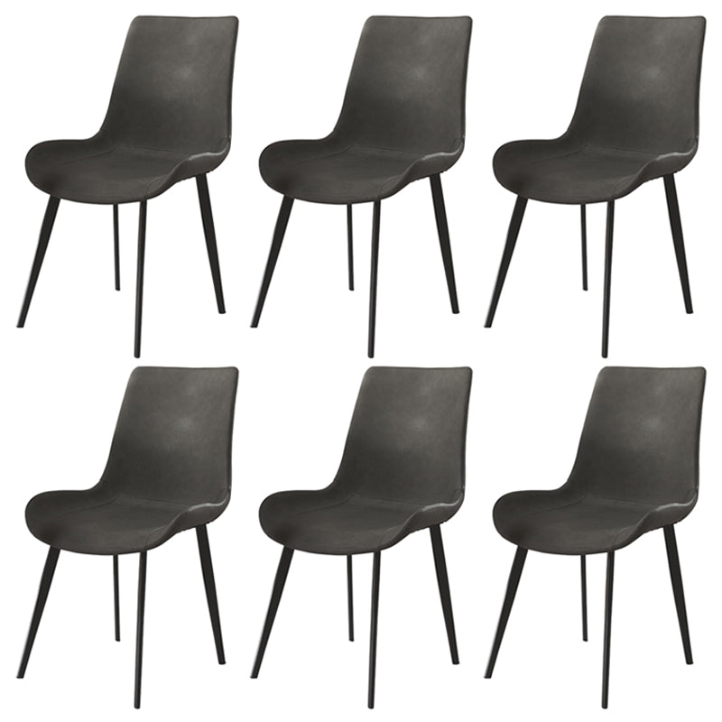 Industrial Metal Dining Room Chairs Armless PU Leather Dining Chairs for Home Use Grey 6 Piece Set Clearhalo ' kitchen&dining_furn' 'Dining Chairs' 'Dining Tables & Seating' 'dining_chair' 'furn' 'furn_dining_chair' 'Furniture' 'furniture_dining_chair' 'Kitchen & Dining Furniture' 'kitchen' 4206418