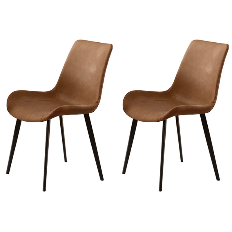 Industrial Metal Dining Room Chairs Armless PU Leather Dining Chairs for Home Use Orange 2 Piece Set Clearhalo ' kitchen&dining_furn' 'Dining Chairs' 'Dining Tables & Seating' 'dining_chair' 'furn' 'furn_dining_chair' 'Furniture' 'furniture_dining_chair' 'Kitchen & Dining Furniture' 'kitchen' 4206420