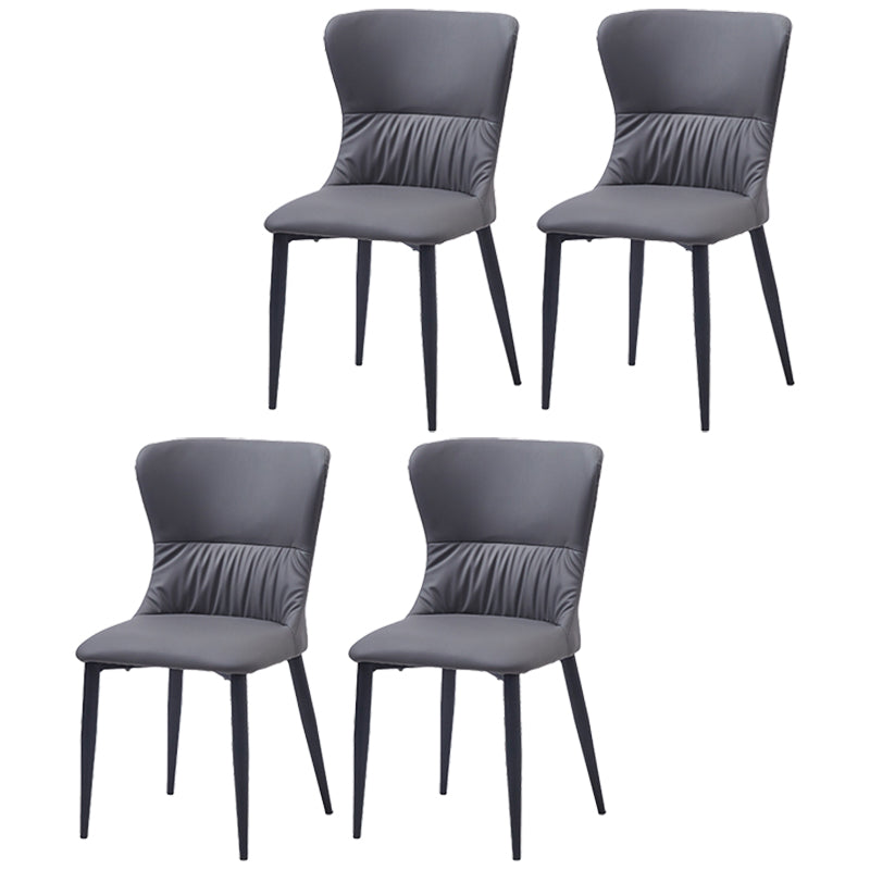 Industrial Metal Dining Room Chairs Armless Faux Leather Dining Chairs for Home Use Grey 4 Piece Set Clearhalo ' kitchen&dining_furn' 'Dining Chairs' 'Dining Tables & Seating' 'dining_chair' 'furn' 'furn_dining_chair' 'Furniture' 'furniture_dining_chair' 'Kitchen & Dining Furniture' 'kitchen' 4206436