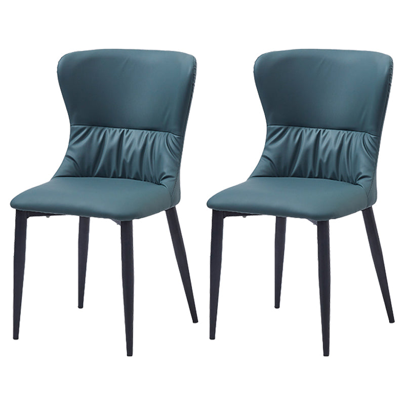 Industrial Metal Dining Room Chairs Armless Faux Leather Dining Chairs for Home Use Green 2 Piece Set Clearhalo ' kitchen&dining_furn' 'Dining Chairs' 'Dining Tables & Seating' 'dining_chair' 'furn' 'furn_dining_chair' 'Furniture' 'furniture_dining_chair' 'Kitchen & Dining Furniture' 'kitchen' 4206446