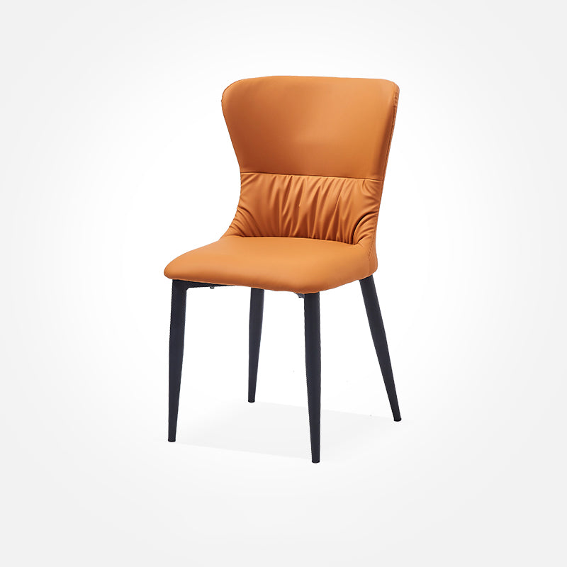 Industrial Metal Dining Room Chairs Armless Faux Leather Dining Chairs for Home Use Orange 1 Piece Clearhalo ' kitchen&dining_furn' 'Dining Chairs' 'Dining Tables & Seating' 'dining_chair' 'furn' 'furn_dining_chair' 'Furniture' 'furniture_dining_chair' 'Kitchen & Dining Furniture' 'kitchen' 4206450