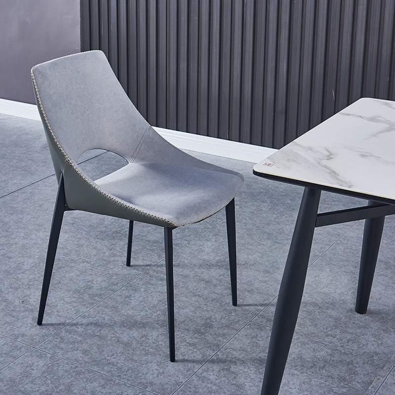 Contemporary Leather Restaurant Side Chair Open Back Dining Chair with Black Legs Clearhalo ' kitchen&dining_furn' 'Dining Chairs' 'Dining Tables & Seating' 'dining_chair' 'furn' 'furn_dining_chair' 'Furniture' 'furniture_dining_chair' 'Kitchen & Dining Furniture' 'kitchen' 4206475