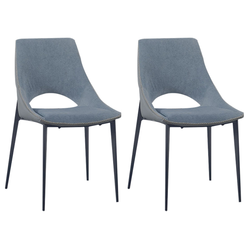 Contemporary Leather Restaurant Side Chair Open Back Dining Chair with Black Legs Blue 2 Piece Set Clearhalo ' kitchen&dining_furn' 'Dining Chairs' 'Dining Tables & Seating' 'dining_chair' 'furn' 'furn_dining_chair' 'Furniture' 'furniture_dining_chair' 'Kitchen & Dining Furniture' 'kitchen' 4206476