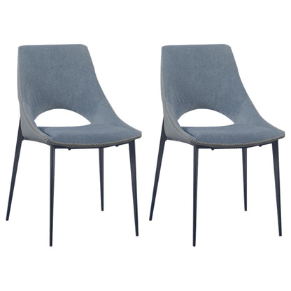 Contemporary Leather Restaurant Side Chair Open Back Dining Chair with Black Legs Blue 2 Piece Set Clearhalo ' kitchen&dining_furn' 'Dining Chairs' 'Dining Tables & Seating' 'dining_chair' 'furn' 'furn_dining_chair' 'Furniture' 'furniture_dining_chair' 'Kitchen & Dining Furniture' 'kitchen' 4206476
