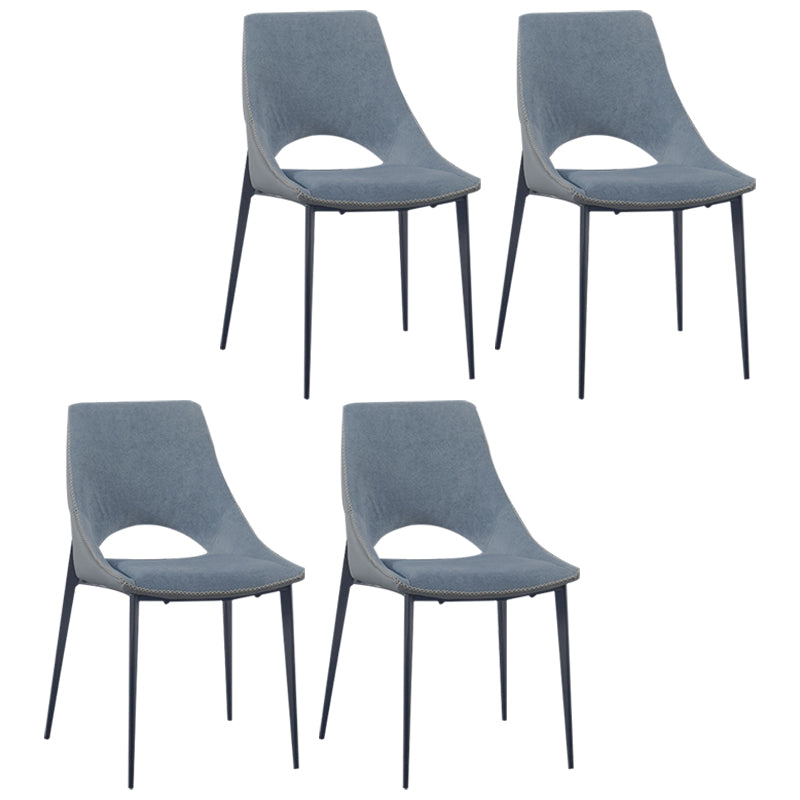 Contemporary Leather Restaurant Side Chair Open Back Dining Chair with Black Legs Blue 4 Piece Set Clearhalo ' kitchen&dining_furn' 'Dining Chairs' 'Dining Tables & Seating' 'dining_chair' 'furn' 'furn_dining_chair' 'Furniture' 'furniture_dining_chair' 'Kitchen & Dining Furniture' 'kitchen' 4206478
