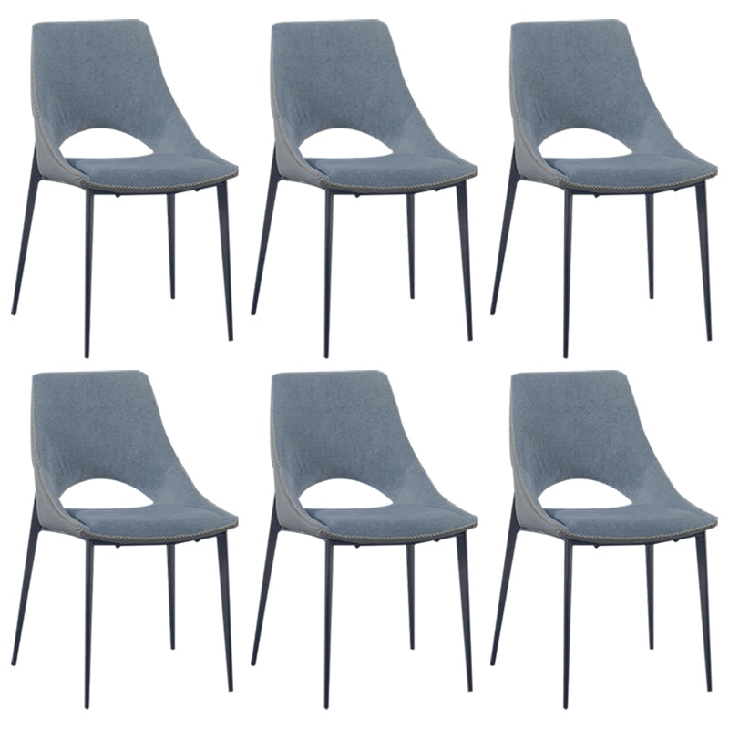 Contemporary Leather Restaurant Side Chair Open Back Dining Chair with Black Legs Blue 6 Piece Set Clearhalo ' kitchen&dining_furn' 'Dining Chairs' 'Dining Tables & Seating' 'dining_chair' 'furn' 'furn_dining_chair' 'Furniture' 'furniture_dining_chair' 'Kitchen & Dining Furniture' 'kitchen' 4206480