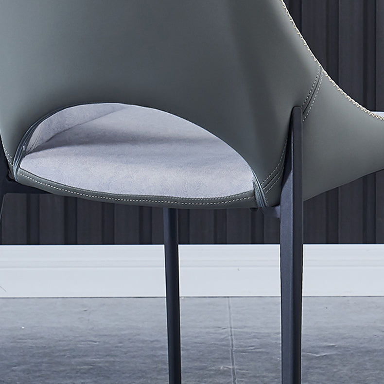 Contemporary Leather Restaurant Side Chair Open Back Dining Chair with Black Legs Clearhalo ' kitchen&dining_furn' 'Dining Chairs' 'Dining Tables & Seating' 'dining_chair' 'furn' 'furn_dining_chair' 'Furniture' 'furniture_dining_chair' 'Kitchen & Dining Furniture' 'kitchen' 4206483