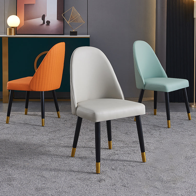 Glam Wood Dining Armless Chairs Faux Leather Dining Chairs for Home Use (Set of 2) Clearhalo ' kitchen&dining_furn' 'Dining Chairs' 'Dining Tables & Seating' 'dining_chair' 'furn' 'furn_dining_chair' 'Furniture' 'furniture_dining_chair' 'Kitchen & Dining Furniture' 'kitchen' 4206488