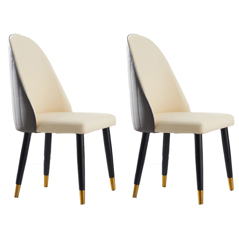 Glam Wood Dining Armless Chairs Faux Leather Dining Chairs for Home Use (Set of 2) Beige Clearhalo ' kitchen&dining_furn' 'Dining Chairs' 'Dining Tables & Seating' 'dining_chair' 'furn' 'furn_dining_chair' 'Furniture' 'furniture_dining_chair' 'Kitchen & Dining Furniture' 'kitchen' 4206490