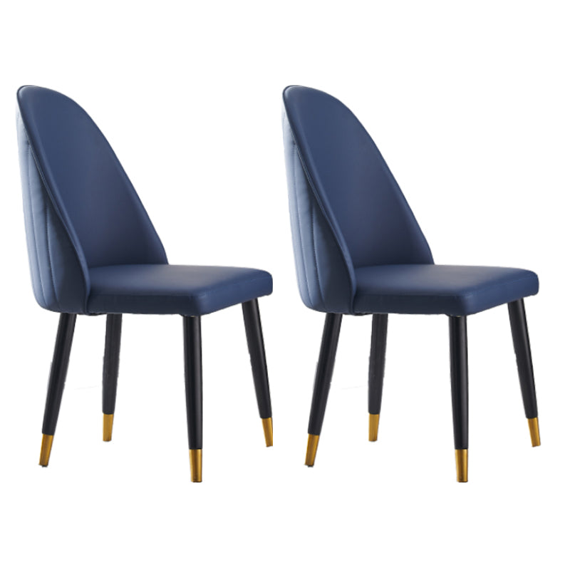 Glam Wood Dining Armless Chairs Faux Leather Dining Chairs for Home Use (Set of 2) Blue Clearhalo ' kitchen&dining_furn' 'Dining Chairs' 'Dining Tables & Seating' 'dining_chair' 'furn' 'furn_dining_chair' 'Furniture' 'furniture_dining_chair' 'Kitchen & Dining Furniture' 'kitchen' 4206492