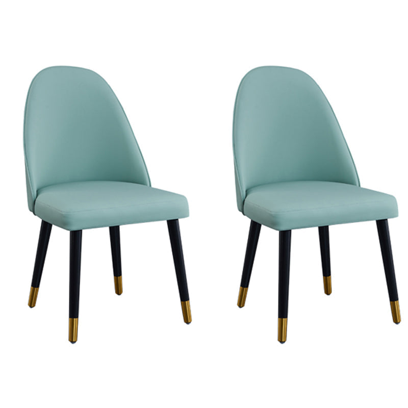 Glam Wood Dining Armless Chairs Faux Leather Dining Chairs for Home Use (Set of 2) Light Green Clearhalo ' kitchen&dining_furn' 'Dining Chairs' 'Dining Tables & Seating' 'dining_chair' 'furn' 'furn_dining_chair' 'Furniture' 'furniture_dining_chair' 'Kitchen & Dining Furniture' 'kitchen' 4206494