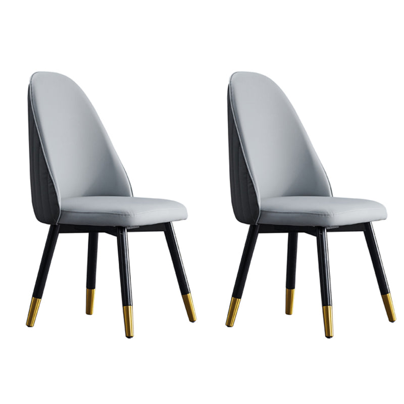 Glam Wood Dining Armless Chairs Faux Leather Dining Chairs for Home Use (Set of 2) Gray Black Clearhalo ' kitchen&dining_furn' 'Dining Chairs' 'Dining Tables & Seating' 'dining_chair' 'furn' 'furn_dining_chair' 'Furniture' 'furniture_dining_chair' 'Kitchen & Dining Furniture' 'kitchen' 4206496